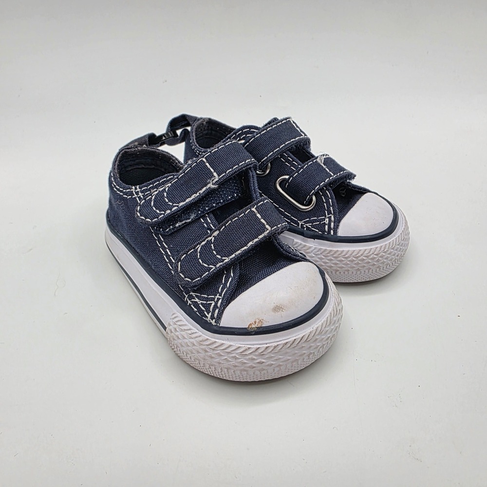Converse Chuck Taylor All Star Infant Navy Blue Hook Loop Sneakers 711357F Sz 2